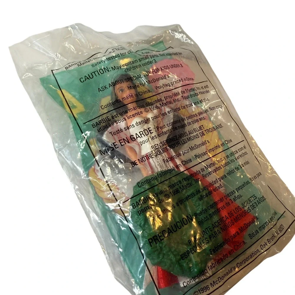 Vintage 1996 McDonalds Happy‎ Meal Happy Holidays Barbie Figurine Toy 4 Sealed